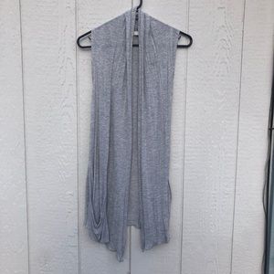 light, gray sleeveless, drapey cardigan